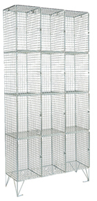 Four Compartment Nest of Three Mesh Locker (with or without door)